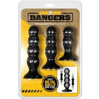 Boneyard Bangerz Silicone Butt Plug Training Kit With Inner Metal Balls - 3pk