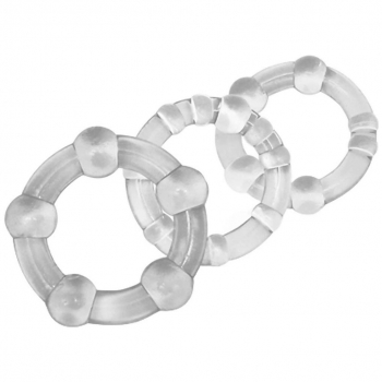 Cherry Banana Clear Beaded Cock & Ball Rings 3 Pack