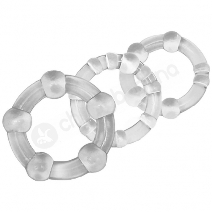 Cherry Banana Clear Beaded Cock & Ball Rings 3 Pack