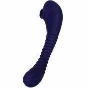 Evolved Bendable Sucker Blue Double Ended Vibrator With Clitoral Air Pressure Stimulation