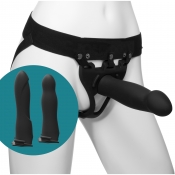 Body Extensions BE Ready Black Unisex Harness With 3 Hollow Silicone Dildo Attachments