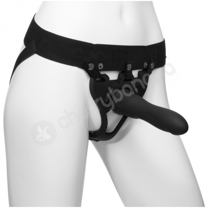 Body Extensions BE Strong Unisex Black Harness Strap-On Set With Hollow Silicone Dildo Body Extensions BE Strong Unisex Black Harness Strap-On Set With Hollow Silicone Dildo
