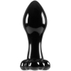 Crystal Flower Black Glass 2.8" Butt Plug