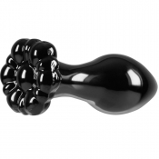 Crystal Flower Black Glass 2.8" Butt Plug