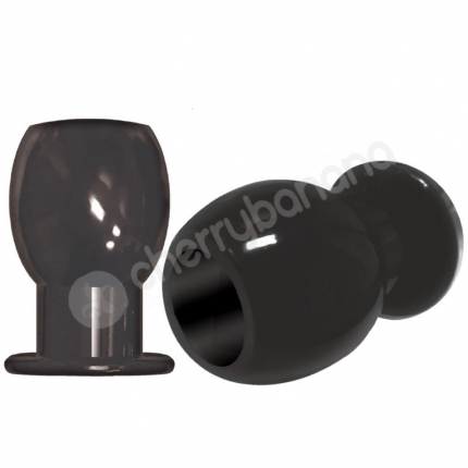 The 9'S Port Hole Large Black Hollow Butt Plug