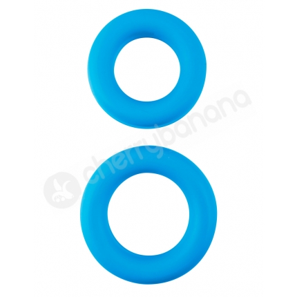Neon Blue Stretchy Silicone Cock Ring Set 2 Pack