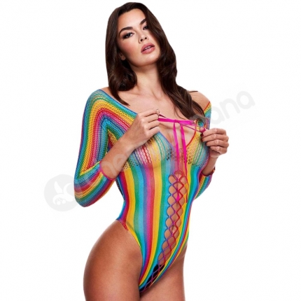 Lapdance Rainbow Lace-up Teddy Fits Approx 6-18 Lapdance Rainbow Lace-up Teddy Fits Approx 6-18