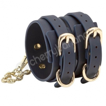 Bondage Couture Ankle Cuffs Blue & Gold Luxurious Restraints