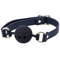 Bondage Couture Blue & Gold Luxurious Adjustable Breathable Mouth Ball Gag