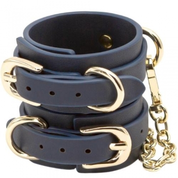 Bondage Couture Blue & Gold Luxurious Adjustable Wrist Cuffs Restraints