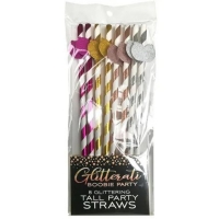 Glitterati Boobie Tall Party Straws - Set Of 8