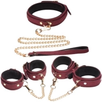 Master Series 6 Piece Burgundy Velvet Bondage Set