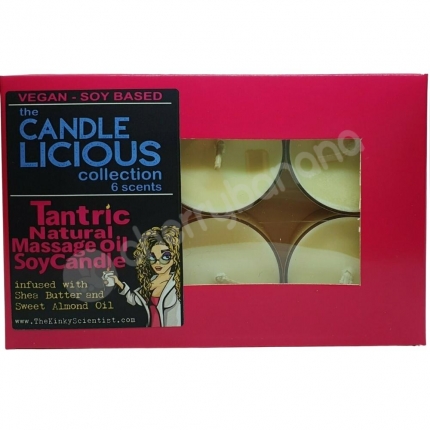 The Kinky Scientist Candlelicious Collection Tantric Natural Massage Oil Soy Candles Assorted 6 Pack