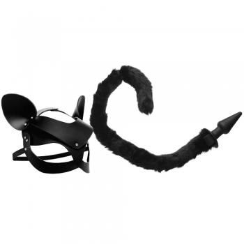 Tailz Cat Tail Anal Plug & Mask With Ears Set