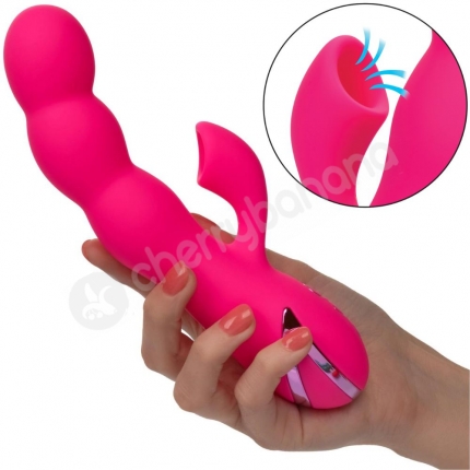 California Dreaming Oceanside Orgasm Pink Rabbit Vibrator With Clitoral Suction 