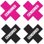 Peekaboo Premium Nipple Pasties Censored Black & Pink - 2 Pairs