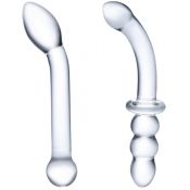 Glas G-spot Pleasure Glass Clear Dildo 2 Piece Set