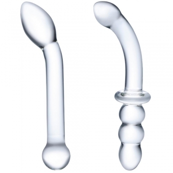 Glas G-spot Pleasure Glass Clear Dildo 2 Piece Set