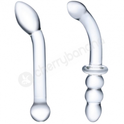 Glas G-spot Pleasure Glass Clear Dildo 2 Piece Set Glas G-spot Pleasure Glass Clear Dildo 2 Piece Set