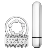 Stay Hard Vibrating Super Clitifier Clear 3 in 1 Cockring