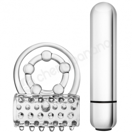 Stay Hard Vibrating Super Clitifier Clear 3 in 1 Cockring