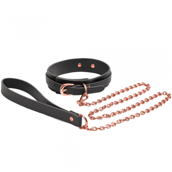 Bondage Couture Black & Rose Gold Collar And Leash