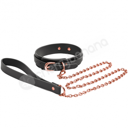 Bondage Couture Black & Rose Gold Collar And Leash
