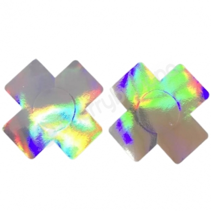 Cherry Banana Psychedelic Cross-Shaped Laser Colour Shift Nipple Pasties 2 Pack Cherry Banana Psychedelic Cross-Shaped Laser Colour Shift Nipple Pasties 2 Pack