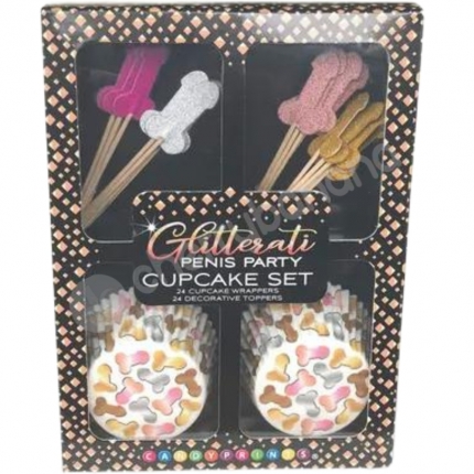 Glitterati Penis Party Cupcake Decorating - Set Of 24 Glitterati Penis Party Cupcake Decorating - Set Of 24