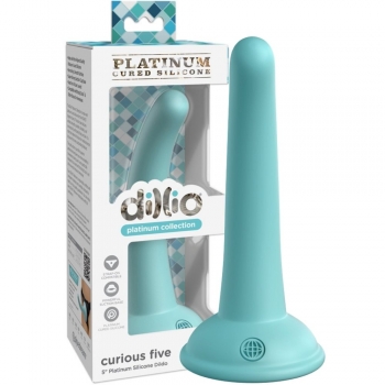 Dillio Platinum Curious Five 5" Teal Silicone Dildo With Suction Cup Body Dock Compatible Base