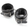 Cherry Banana Dare Black Faux Leather Fluffy Wrist Cuffs