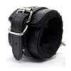 Cherry Banana Dare Black Faux Leather Fluffy Wrist Cuffs