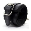 Cherry Banana Dare Black Faux Leather Fluffy Ankle Cuffs