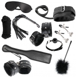 Cherry Banana Dare Black Faux Leather 10 Piece Bondage Kit