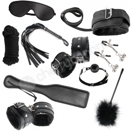 Cherry Banana Dare Black Faux Leather 10 Piece Bondage Kit Cherry Banana Dare Black Faux Leather 10 Piece Bondage Kit