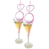 Glitterati Diamond Ring Shaped Pink Straw Set Of 8