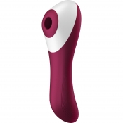 Satisfyer Dual Crush 2 in 1 Red Curved Shaft Vibrator With Air Pulse Clitoral Stimulation