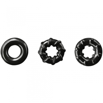 Renegade Black Dyno Rings Stretchy Cockrings 3 Pack