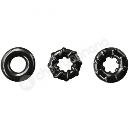 Renegade Black Dyno Rings Stretchy Cockrings 3 Pack