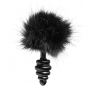 Tailz Black Fluffy Bunny Tail Metal 5" Anal Plug