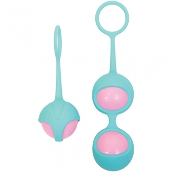 Adam & Eve Eve's Pink & Teal Kegel Training Set - Set of 2