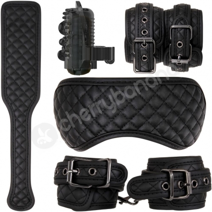 Adam & Eve Fetish Dreams Black Beginner Bondage Set - 4 Piece Set Plus Free Finger Vibe Adam & Eve Fetish Dreams Black Beginner Bondage Set - 4 Piece Set Plus Free Finger Vibe