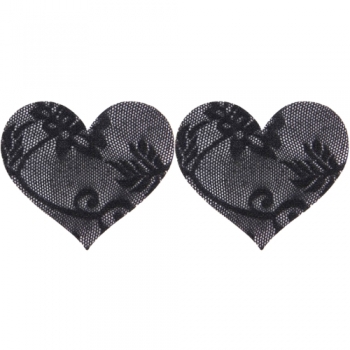 Cherry Banana I'm So Thorny Floral Lace Black Heart-Shaped Nipple Pasties 2 Pack