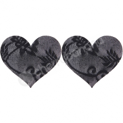 Cherry Banana I'm So Thorny Floral Lace Black Heart-Shaped Nipple Pasties 2 Pack