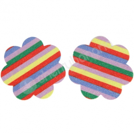 Cherry Banana Flower Power Rainbow Glitter Floral Shaped Nipple Pasties 2 Pack