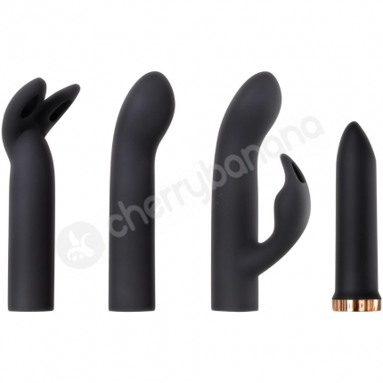 Evolved Four Play Black Bullet Vibrator With 3 Attachable Silicone Sleeves