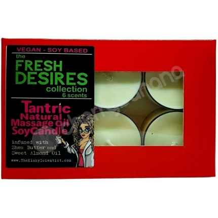 The Kinky Scientist Fresh Desires Collection Tantric Natural Massage Oil Soy Candles Assorted 6 Pack