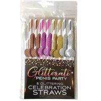 Glitterati 8 Glittering Penis Party Celebration Straws