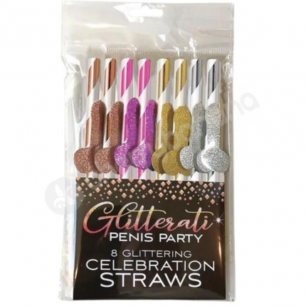 Glitterati 8 Glittering Penis Party Celebration Straws