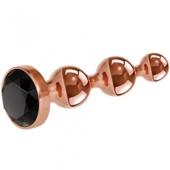 Gender X Gold Digger Large Rose Gold Metal Butt Plug With Black Gem Base